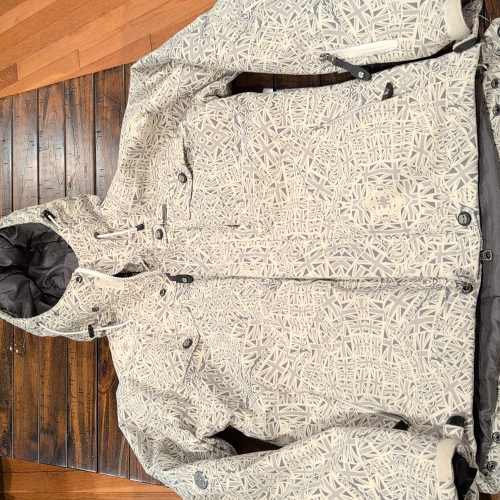 Light Gray Patterned Women's Hooded Jacket